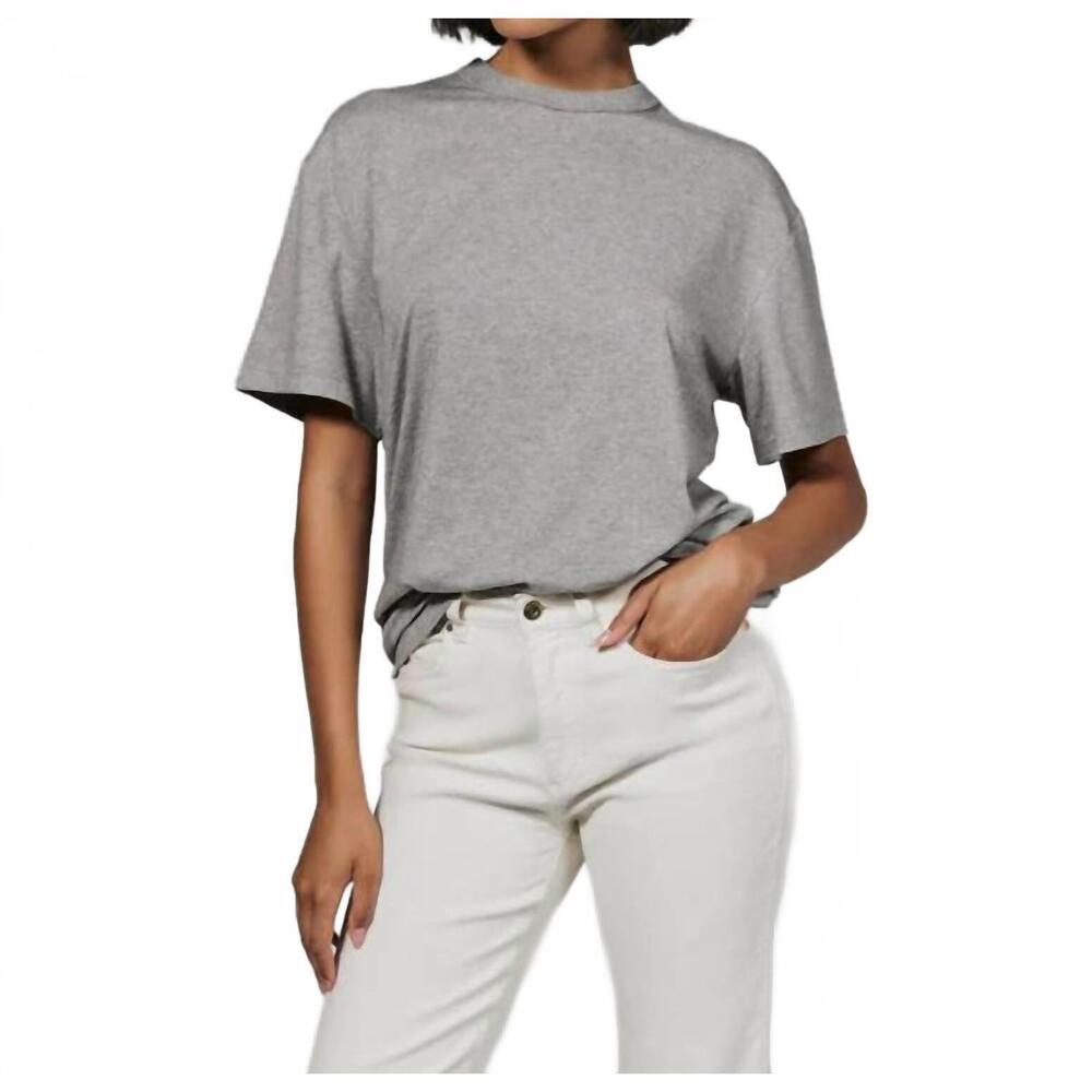 NEW 7DIAMONDS boyfriend stretch cotton tee in mid heather grey - hoc winter